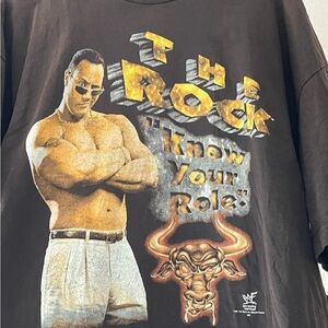 Vintage The Rock Graphic wwf wrestling graphic Tee - Black xl